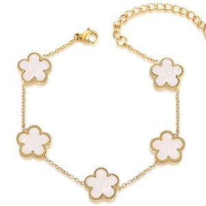 Four Leaf Clover Gold and Mother of Pearl Clover Bracelet
